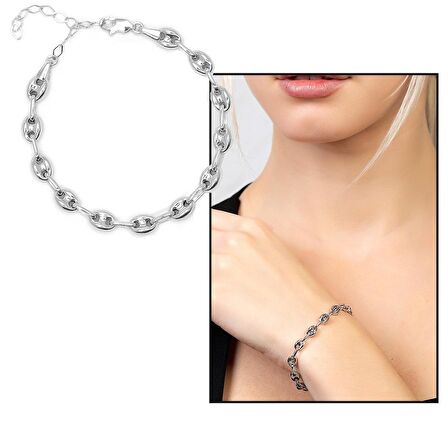 Zarif Tasarım Silver Renk 925 Ayar Gümüş Kadın Bileklik