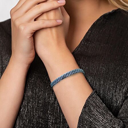 İlmek İlmek El Örgüsü Dört Sıra Geniş Tasarım Şık 1000 Ayar Kazaz Kadın Bileklik