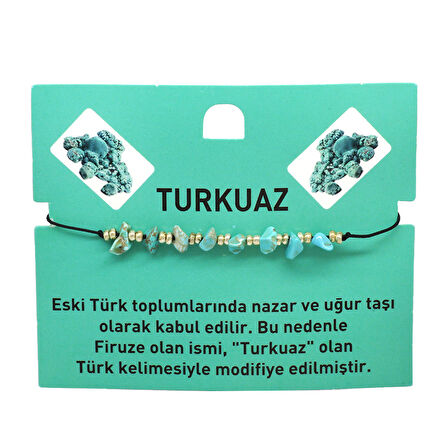 Makrome Örgülü Basic Model Turkuaz Doğaltaş Kadın Bileklik