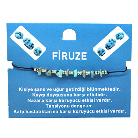 Makrome Örgülü Basic Model Firuze Doğaltaş Kadın Bileklik