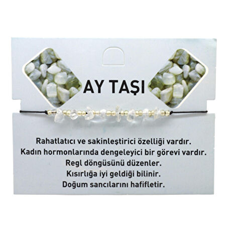 Makrome Örgülü Basic Model Ay Taşı Doğaltaş Kadın Bileklik