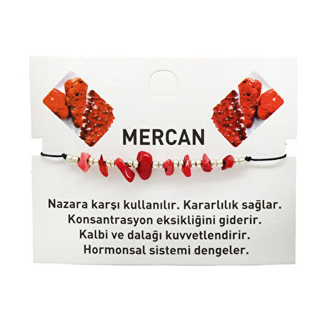 Makrome Örgülü Basic Model Mercan Doğaltaş Kadın Bileklik