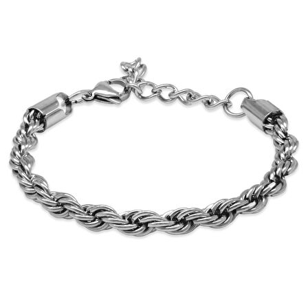 Silver Renk Çelik Kadın Halat Zincir Bileklik