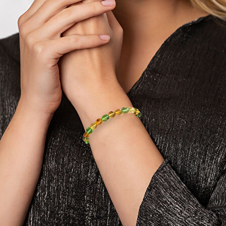 Su Yeşili Natural Form Doğal Damla Kehribar Kadın Bileklik