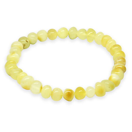 Sarı-Beyaz Renk Natural Form Doğal Damla Kehribar Kadın Bileklik