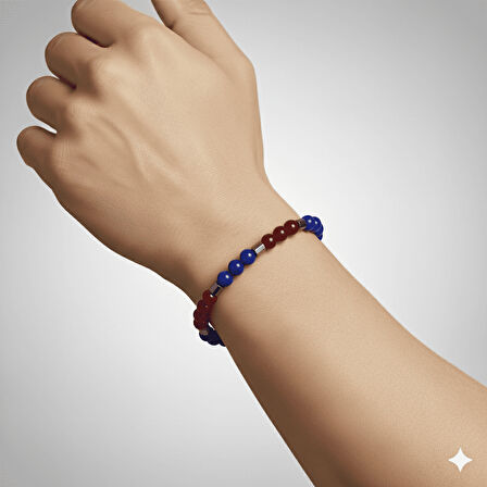 Küre Kesim Bordo Mavi Jade Doğaltaş Erkek Taraftar Bileklik