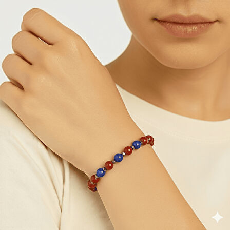 Gold Renk Kararmaz Metal Zincir Küre Kesim Bordo Mavi Jade Hematit Doğaltaş Kadın Taraftar Bileklik