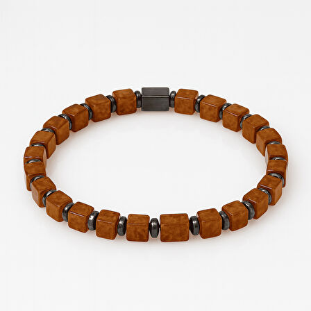 Hematit Doğaltaş Kombinli Küp Kesim Bal Rengi Doğal Damla Kehribar Kadın Bileklik