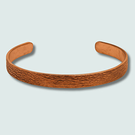 Erkek Bakır Bileklik - Dalga Desenli - Esnek Yapılı
