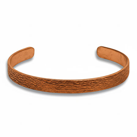 Erkek Bakır Bileklik - Dalga Desenli - Esnek Yapılı
