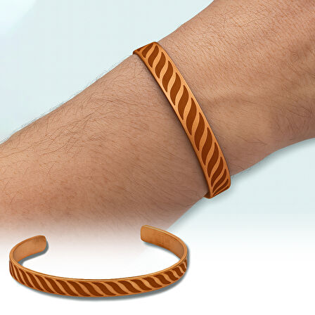 Erkek Bakır Bileklik - Modern Tasarım - Esnek Yapılı
