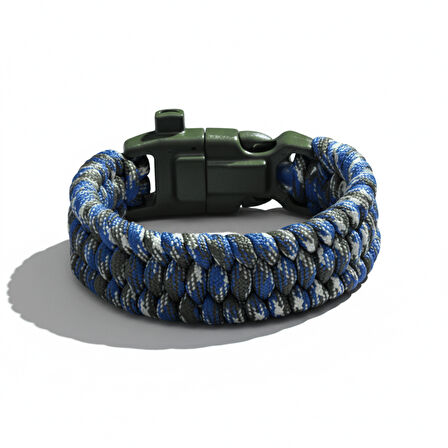 Pusulalı Çakmaklı Taktik Paracord Bileklik - Deniz Kamuflaj Desen - Kamp ve Doğa Sporları İçin