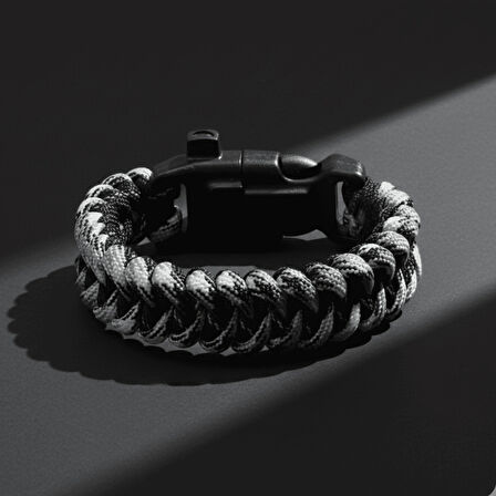 Pusulalı Çakmaklı Taktik Paracord Bileklik - Şehir Mavi Kamuflaj Desen - Kamp ve Doğa Sporları İçin