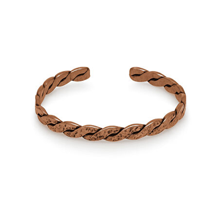 Erkek Bakır Bileklik - Taşlamalı Burma Model - Otantik Tasarım - Ayarlanabilir Yapı