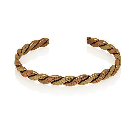 Kadın Bakır Pirinç Bileklik - Taşlamalı Burma Model - Otantik Tasarım - Ayarlanabilir Yapı