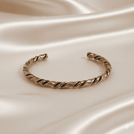 Erkek Bakır Pirinç Bileklik - Otantik Burma Tasarım - Ayarlanabilir Yapı