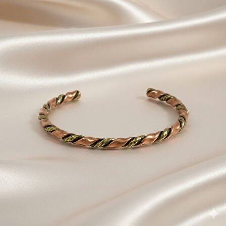 Kadın Bakır Pirinç Bileklik - Otantik Burma Tasarım - Ayarlanabilir Yapı