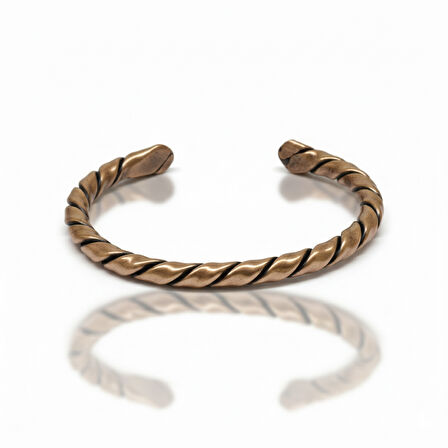 Kadın Bakır Bileklik - Otantik Oval Burma Tasarım - Ayarlanabilir Yapı