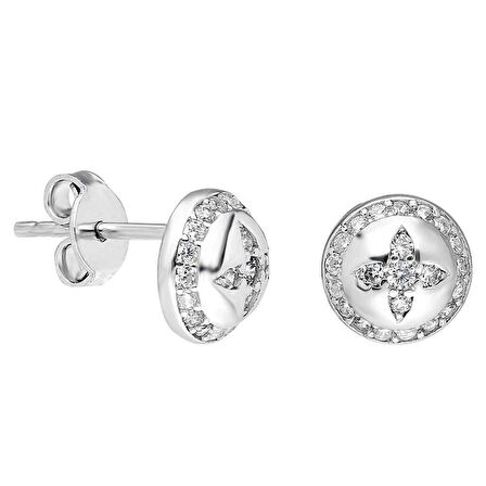 Zirkon Taşlı Kubbe Tasarım 925 Ayar Gümüş Küpe