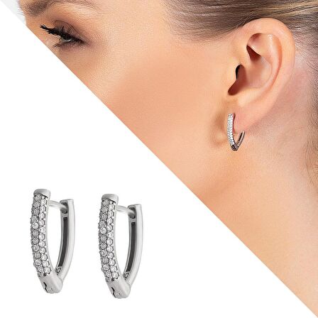 Starlight Diamond Zirkon Taşlı "V" Tasarım 925 Ayar Gümüş Küpe