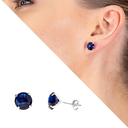 Night Blue Zirkon Taşlı 925 Ayar Gümüş Kadın Küpe
