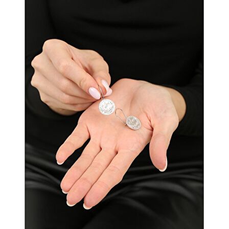 Mecidiye Tasarım Silver Renk 925 Ayar Gümüş Kadın Küpe