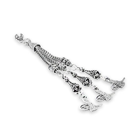 Tuğra Temalı Foxtail Zincirli Üç Kamçılı Kararmaz Metal Püskül