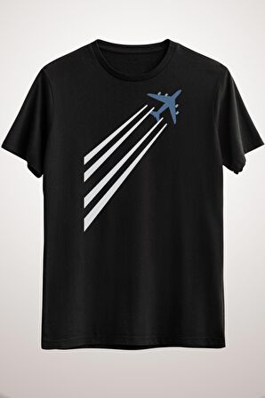 Erkek Siyah Sky Train Simplified Aircraft Pilot Art