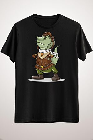 Erkek Siyah Dinosaur T Rex Pilot