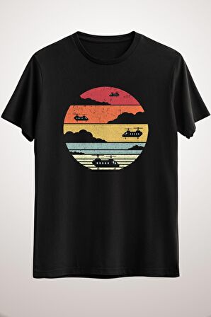 Erkek Siyah Chinook Helicopters Product. Retro Style Pilot Print