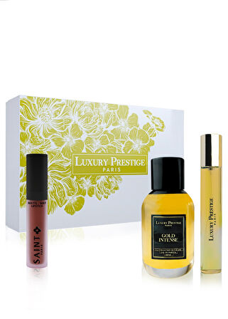 Luxury Prestige Gold Intense Kadın Parfüm Set 100ML ile 30ML EDP ve Saint Matte Lipstick