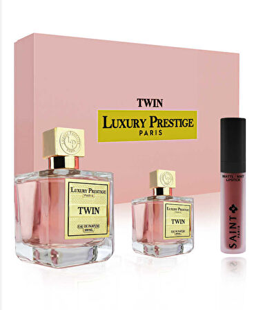 Luxury Prestige Twin Kadın Parfüm Set 100ML ile 30ML EDP ve Saint Matte Lipstick