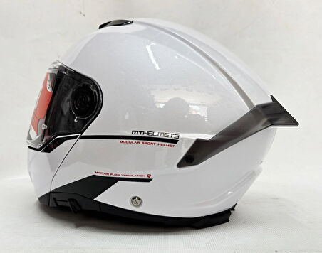 MT Atom 2 Sv A1 Parlak Beyaz Çene Açılır İç Güneş Vizörlü 2XL