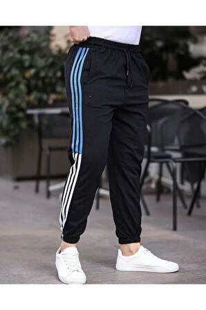Erkek  Lastik Paça Şeritli Sportif Eşofman Altı