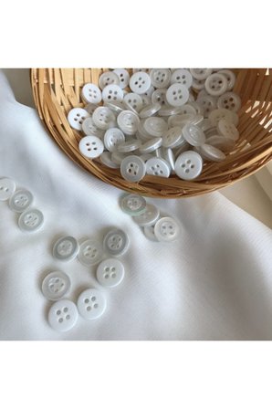 18 Boy Beyaz Tombul Düğme - Gömlek Düğmesi ( 100 Adet )