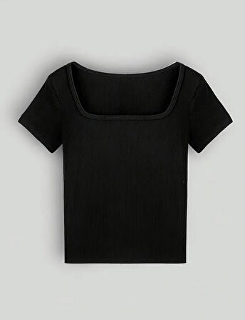 Wearflawless Kadın Fitilli U Yaka Göğüs Dekolteli Bluz, T-Shirt