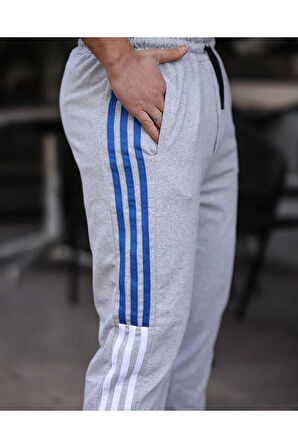 Erkek  Lastik Paça Şeritli Sportif Eşofman Altı