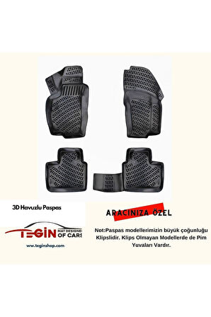 Volkswagen Caddy PANELVAN (2 Parça) 3D Havuzlu Paspas 2003-2010 Siyah
