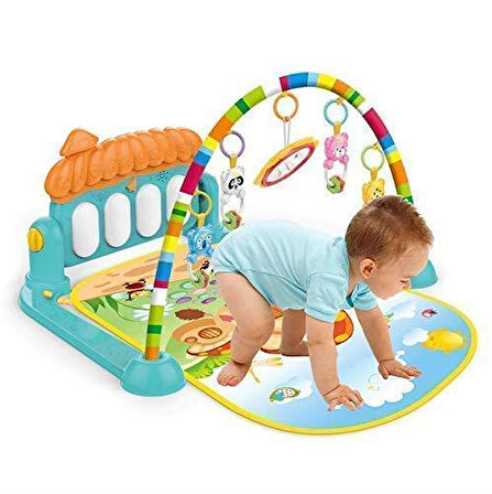 TOMMYBABY Oyun Halısı Sevimli Piyanolu Sesli Işıklı Aynalı Oyun Halısı Bebek Yenidoğan 60 X 75