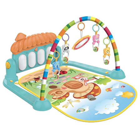 TOMMYBABY Oyun Halısı Sevimli Piyanolu Sesli Işıklı Aynalı Oyun Halısı Bebek Yenidoğan 60 X 75