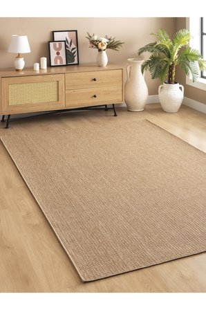 Sisal Jut Hasır Model Tek Renk Dokuma Yıkanabilir Toz Vermez Halı Krem