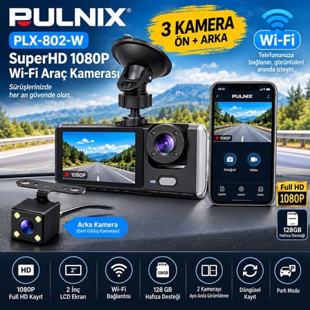 PULNIX PLX-802-W SUPERHD 1080 WİFİ ARAÇ KAMERASI