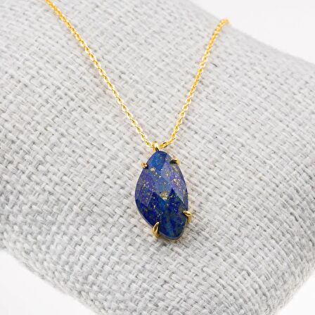 Lapis Lazuli Taşı Kolye-Gold Renk