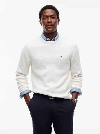 Tommy Hilfiger Erkek Classic Cable Crew Kazak