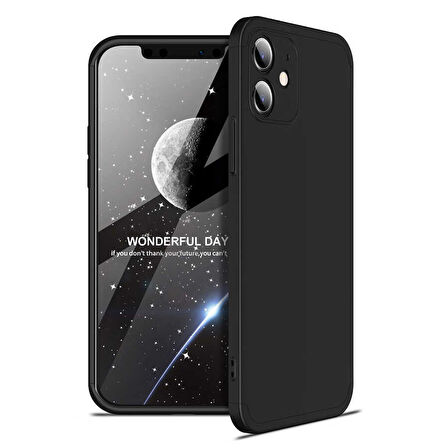 Apple iPhone 12 Kılıf 3 Parça Slim Sert Silikon Kapak AYS
