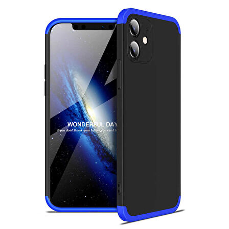 Apple iPhone 12 Kılıf 3 Parça Slim Sert Silikon Kapak AYS