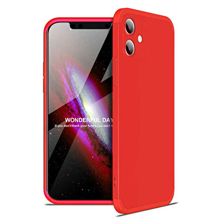Apple iPhone 12 Mini Kılıf 3 Parça Slim Sert Silikon Kapak AYS