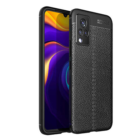 Vivo V21 Kılıf Deri Görünümlü Slim Silikon 