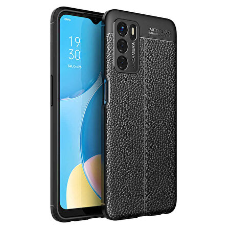 Oppo A16 Kılıf Deri Görünümlü Slim Silikon 