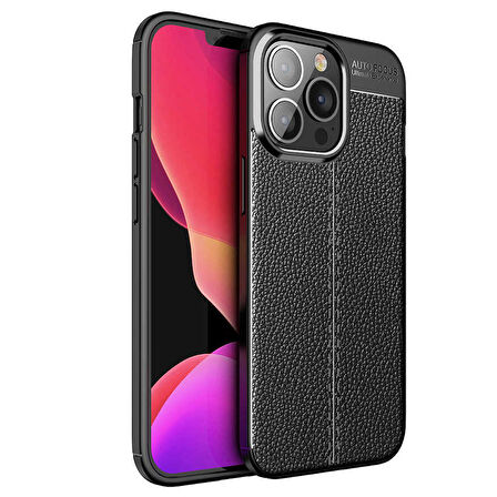 Apple iPhone 13 Pro Max Kılıf Deri Görünümlü Slim Silikon 